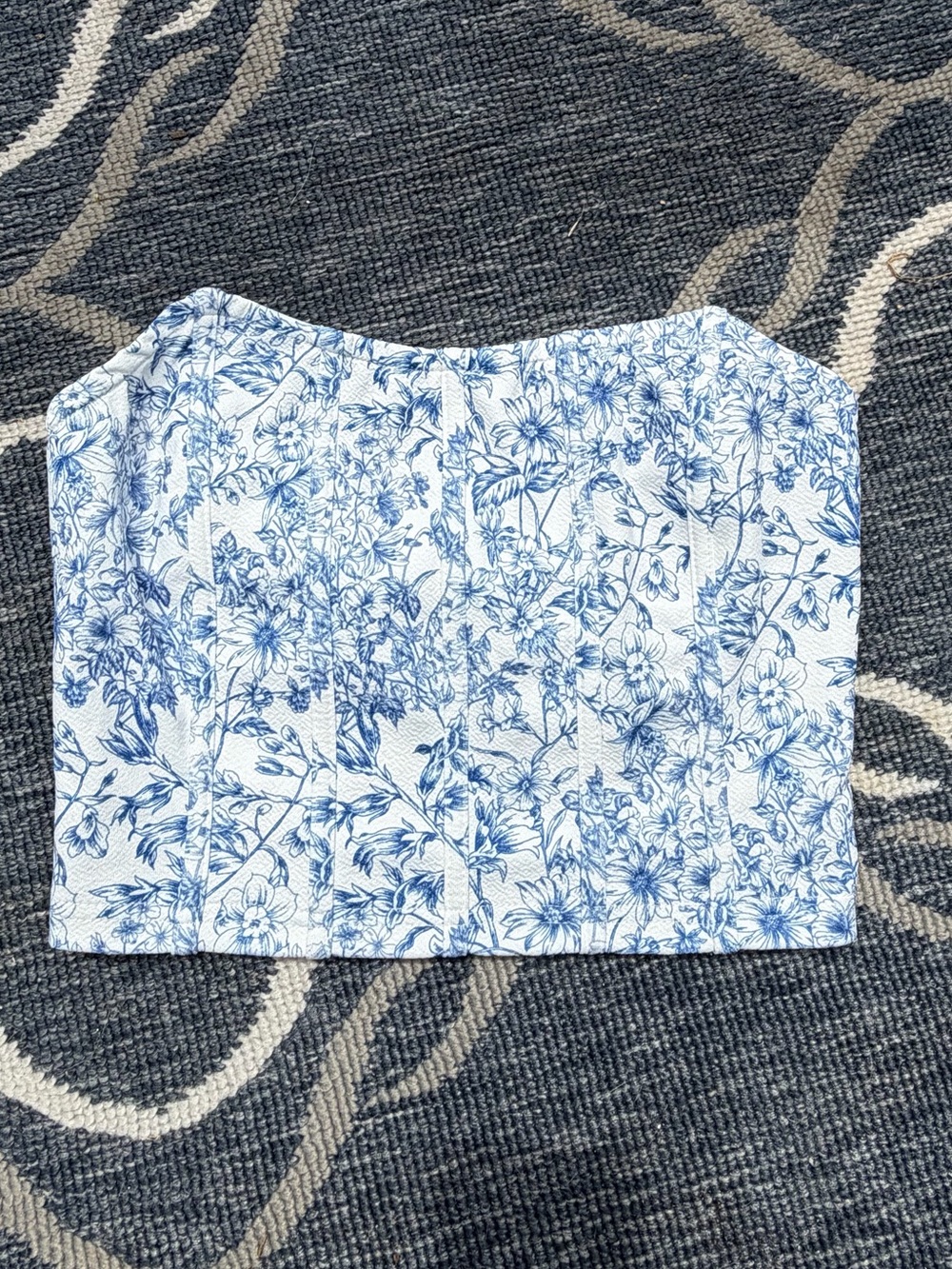 Cute Blue Floral Tube Top
